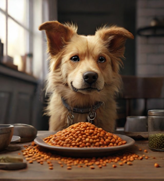 cachorro comendo lentilha
