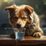 cachorro tomando água