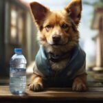 cachorro com uma garrafa de água